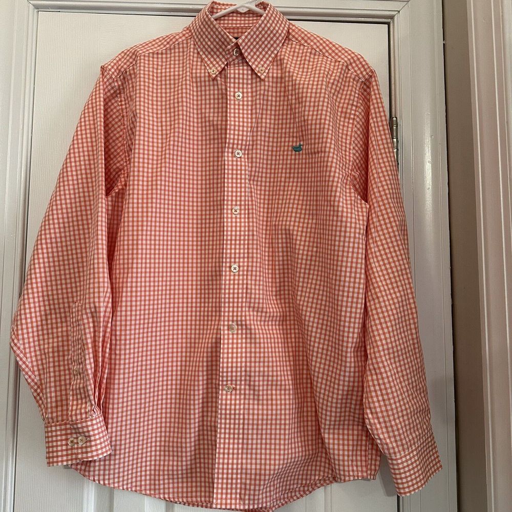 Southern Marsh Wrinkle Free Logo Checkered L/S Button Down Shirt Men's Sz M!